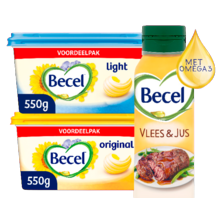 Becel voordeelpak
kuip à 450-550 gram
of bakboter fles à 450/500 ml